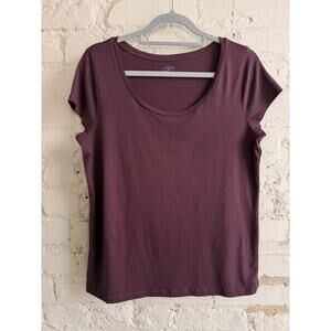 LOFT Burgundy Short Sleeve Crewneck Top Women’s Size XL